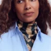 Elisabeth Silk Square Scarf Navy and Camel Stripe Elisabeth Silk Square Scarf Navy and Camel Stripe