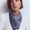 Elisabeth Silk Square Scarf Navy Decorative Blossom Elisabeth Silk Square Scarf Navy Decorative Blossom