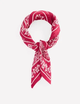 Elisabeth Silk Square Scarf Red Decorative Blossom