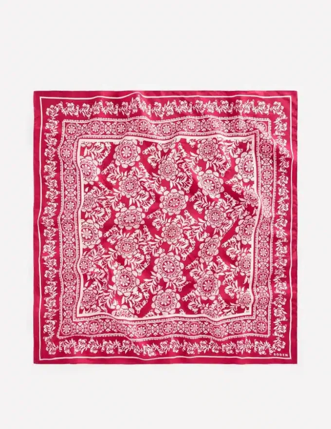 Elisabeth Silk Square Scarf Red Decorative Blossom Elisabeth Silk Square Scarf Red Decorative Blossom
