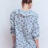 Eliza Ruffle V-Neck Blouse Tourmaline Blue, Dainty Vine Eliza Ruffle V-Neck Blouse Tourmaline Blue, Dainty Vine