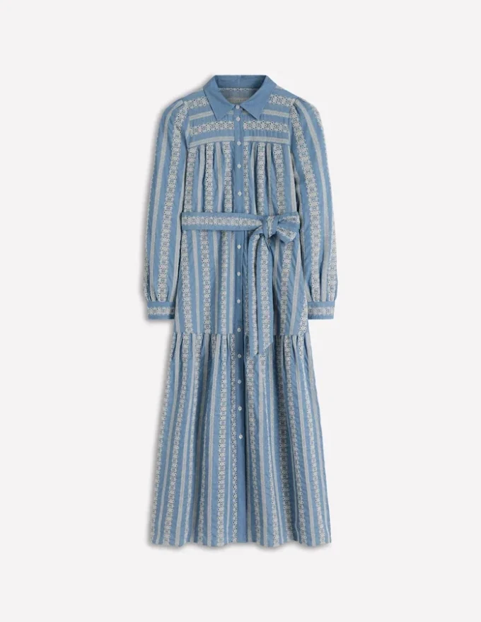Ellie Cotton Maxi Shirt Dress Broderie Denim Ellie Cotton Maxi Shirt Dress Broderie Denim