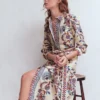 Ellie Cotton Maxi Shirt Dress Elegant Blossom Placement Ellie Cotton Maxi Shirt Dress Elegant Blossom Placement