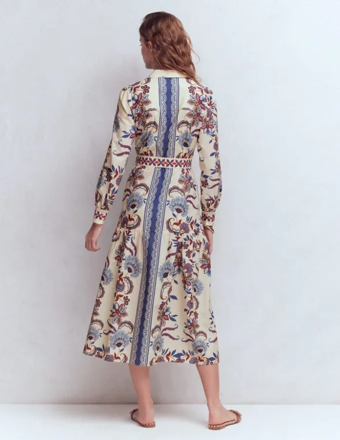 Ellie Cotton Maxi Shirt Dress Elegant Blossom Placement Ellie Cotton Maxi Shirt Dress Elegant Blossom Placement