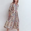 Ellie Cotton Maxi Shirt Dress Elegant Blossom Placement Ellie Cotton Maxi Shirt Dress Elegant Blossom Placement