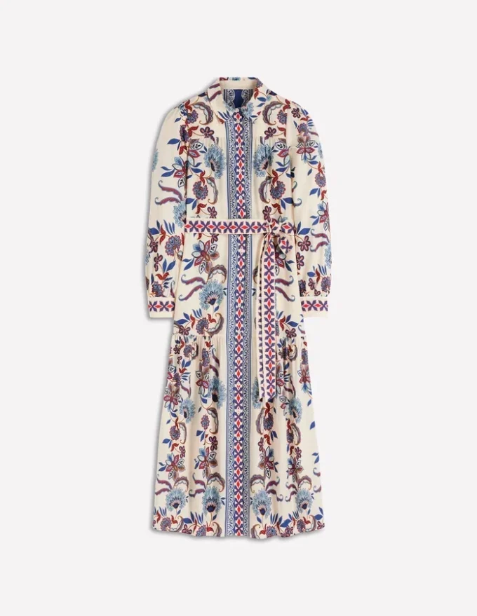 Ellie Cotton Maxi Shirt Dress Elegant Blossom Placement Ellie Cotton Maxi Shirt Dress Elegant Blossom Placement