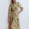 Ellie Cotton Maxi Shirt Dress Green Decorative Lattice Ellie Cotton Maxi Shirt Dress Green Decorative Lattice