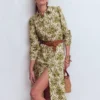 Ellie Cotton Maxi Shirt Dress Green Decorative Lattice Ellie Cotton Maxi Shirt Dress Green Decorative Lattice