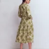 Ellie Cotton Maxi Shirt Dress Green Decorative Lattice Ellie Cotton Maxi Shirt Dress Green Decorative Lattice