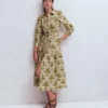 Ellie Cotton Maxi Shirt Dress Green Decorative Lattice Ellie Cotton Maxi Shirt Dress Green Decorative Lattice
