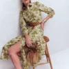 Ellie Cotton Maxi Shirt Dress Green Decorative Lattice Ellie Cotton Maxi Shirt Dress Green Decorative Lattice