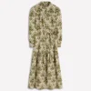 Ellie Cotton Maxi Shirt Dress Green Decorative Lattice Ellie Cotton Maxi Shirt Dress Green Decorative Lattice