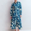 Ellie Cotton Maxi Shirt Dress Ivory Floral Frenzy Ellie Cotton Maxi Shirt Dress Ivory Floral Frenzy