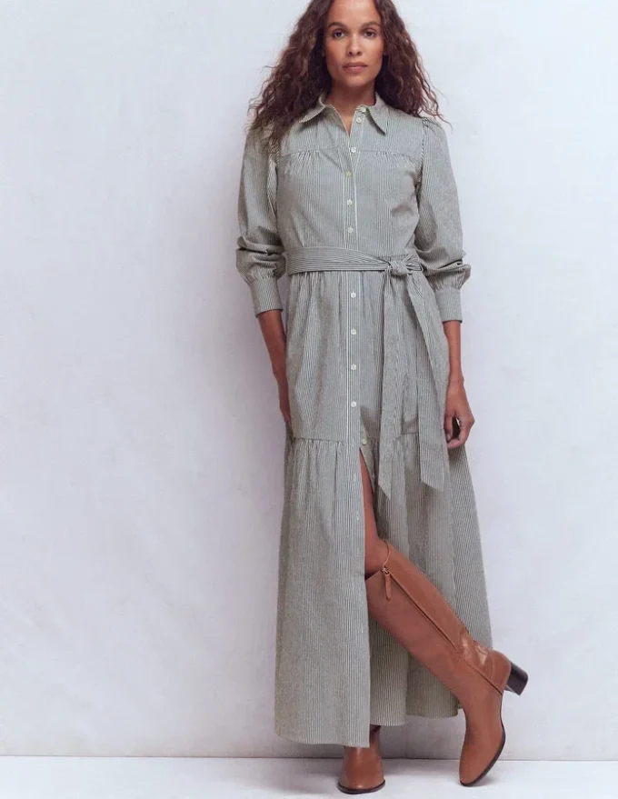 Ellie Cotton Maxi Shirt Dress Texture Stripe Ellie Cotton Maxi Shirt Dress Texture Stripe
