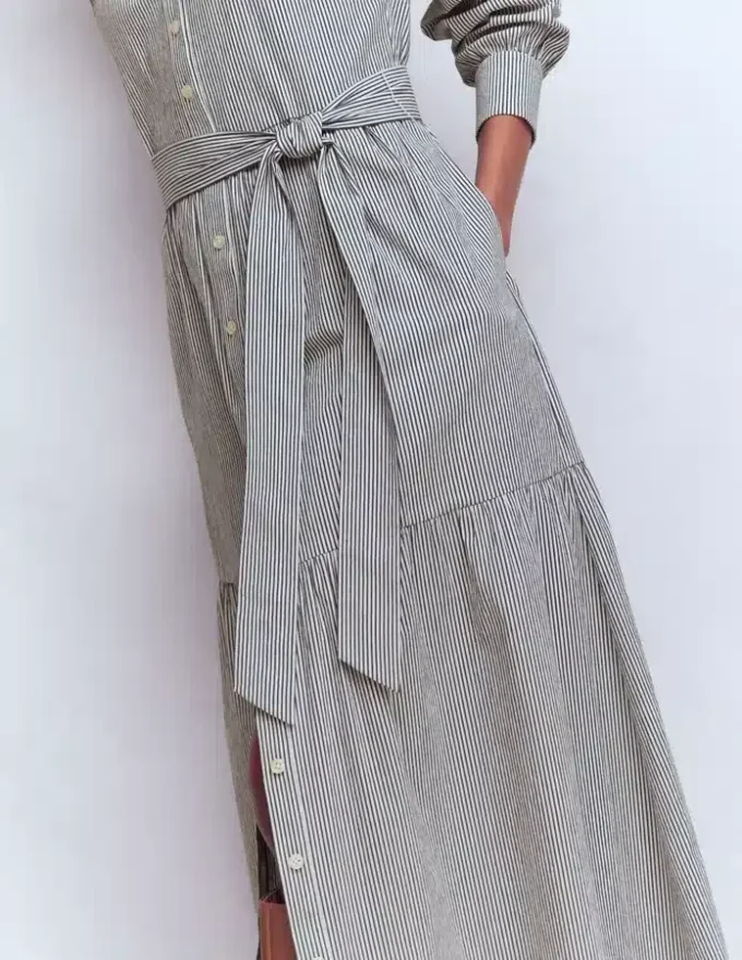 Ellie Cotton Maxi Shirt Dress Texture Stripe Ellie Cotton Maxi Shirt Dress Texture Stripe