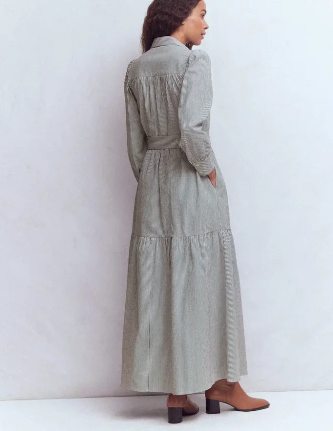 Ellie Cotton Maxi Shirt Dress Texture Stripe Ellie Cotton Maxi Shirt Dress Texture Stripe