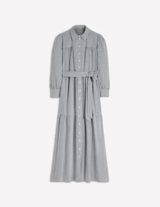 Ellie Cotton Maxi Shirt Dress Texture Stripe Ellie Cotton Maxi Shirt Dress Texture Stripe