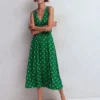 Elodie Jersey Maxi Dress Green, Ornamental Floweret Elodie Jersey Maxi Dress Green, Ornamental Floweret