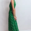 Elodie Jersey Maxi Dress Green, Ornamental Floweret Elodie Jersey Maxi Dress Green, Ornamental Floweret