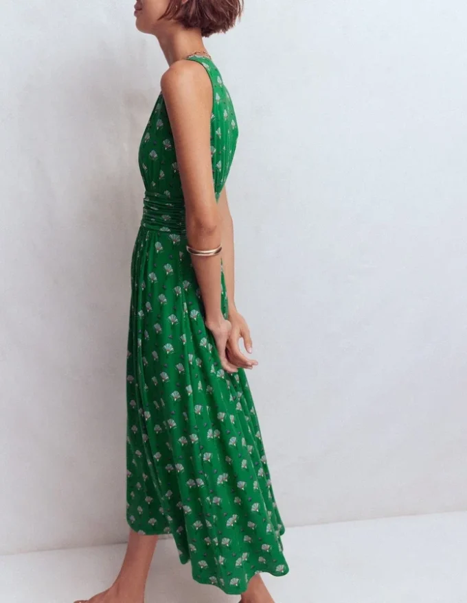 Elodie Jersey Maxi Dress Green, Ornamental Floweret Elodie Jersey Maxi Dress Green, Ornamental Floweret