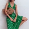 Elodie Jersey Maxi Dress Green, Ornamental Floweret Elodie Jersey Maxi Dress Green, Ornamental Floweret