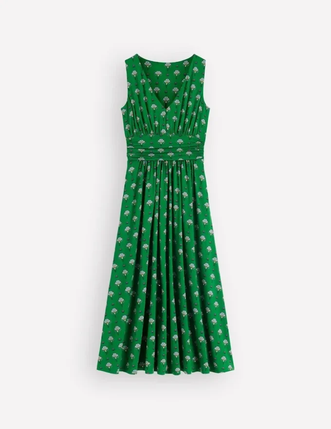 Elodie Jersey Maxi Dress Green, Ornamental Floweret Elodie Jersey Maxi Dress Green, Ornamental Floweret
