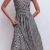 Elodie Jersey Maxi Dress Navy and Ivory Stripe Elodie Jersey Maxi Dress Navy and Ivory Stripe