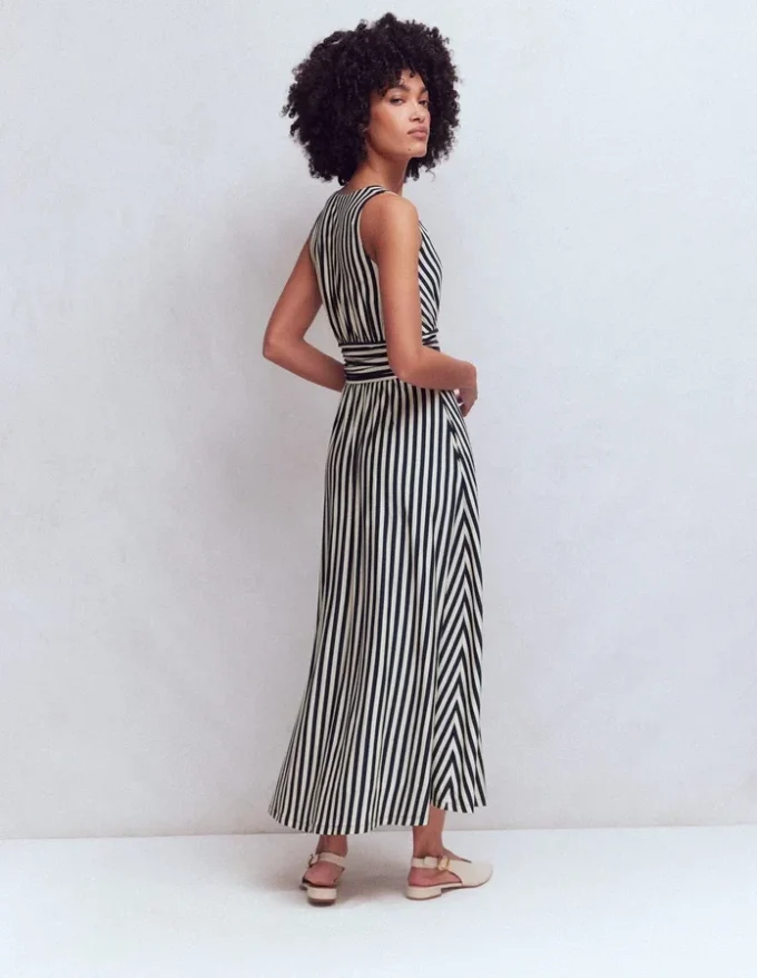 Elodie Jersey Maxi Dress Navy and Ivory Stripe Elodie Jersey Maxi Dress Navy and Ivory Stripe