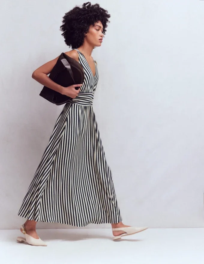 Elodie Jersey Maxi Dress Navy and Ivory Stripe Elodie Jersey Maxi Dress Navy and Ivory Stripe