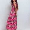 Elodie Jersey Maxi Dress Pink Punch, Zig Zag Wave Elodie Jersey Maxi Dress Pink Punch, Zig Zag Wave