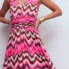 Elodie Jersey Maxi Dress Pink Punch, Zig Zag Wave Elodie Jersey Maxi Dress Pink Punch, Zig Zag Wave