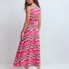 Elodie Jersey Maxi Dress Pink Punch, Zig Zag Wave Elodie Jersey Maxi Dress Pink Punch, Zig Zag Wave