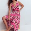 Elodie Jersey Maxi Dress Pink Punch, Zig Zag Wave Elodie Jersey Maxi Dress Pink Punch, Zig Zag Wave