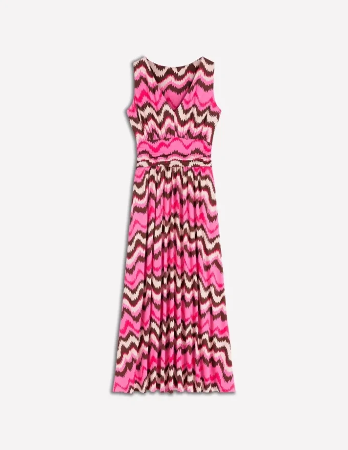 Elodie Jersey Maxi Dress Pink Punch, Zig Zag Wave Elodie Jersey Maxi Dress Pink Punch, Zig Zag Wave