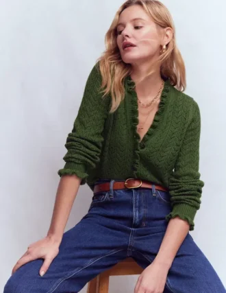 Eloise Frill Henley Jumper Promenade Green