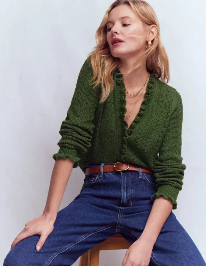 Eloise Frill Henley Jumper Promenade Green Eloise Frill Henley Jumper Promenade Green