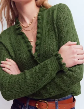 Eloise Frill Henley Jumper Promenade Green