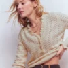Eloise Frill Henley Jumper Warm Ivory Eloise Frill Henley Jumper Warm Ivory