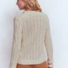 Eloise Frill Henley Jumper Warm Ivory Eloise Frill Henley Jumper Warm Ivory