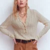 Eloise Frill Henley Jumper Warm Ivory Eloise Frill Henley Jumper Warm Ivory