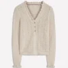 Eloise Frill Henley Jumper Warm Ivory Eloise Frill Henley Jumper Warm Ivory
