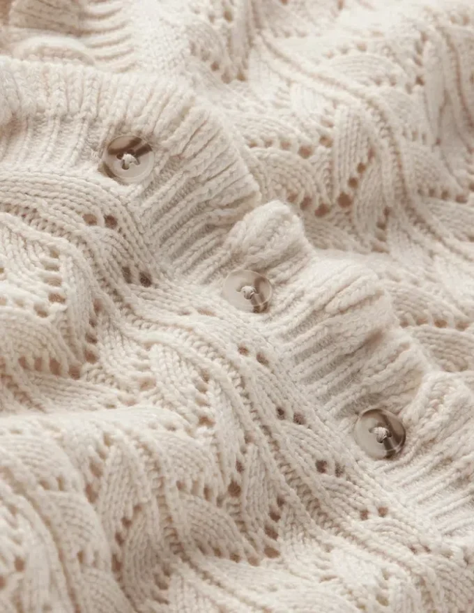 Eloise Frill Henley Jumper Warm Ivory Eloise Frill Henley Jumper Warm Ivory