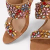 Embellished Block Heel Sandal Tan Embellished Embellished Block Heel Sandal Tan Embellished
