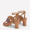 Embellished Block Heel Sandal Tan Embellished Embellished Block Heel Sandal Tan Embellished