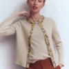 Embellished Knit Cardigan Chinchilla Melange Embellished Knit Cardigan Chinchilla Melange