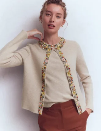 Embellished Knit Cardigan Chinchilla Melange
