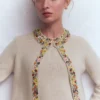 Embellished Knit Cardigan Chinchilla Melange Embellished Knit Cardigan Chinchilla Melange