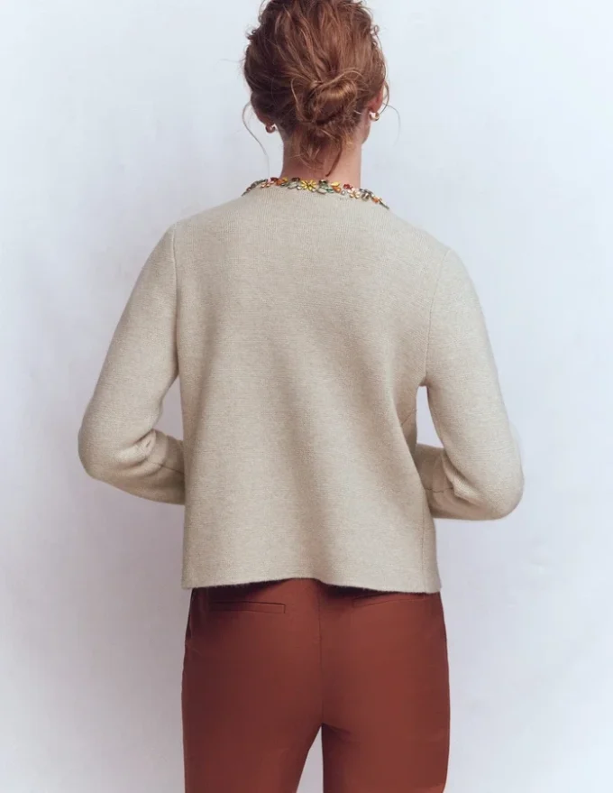 Embellished Knit Cardigan Chinchilla Melange Embellished Knit Cardigan Chinchilla Melange