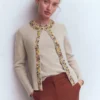 Embellished Knit Cardigan Chinchilla Melange Embellished Knit Cardigan Chinchilla Melange