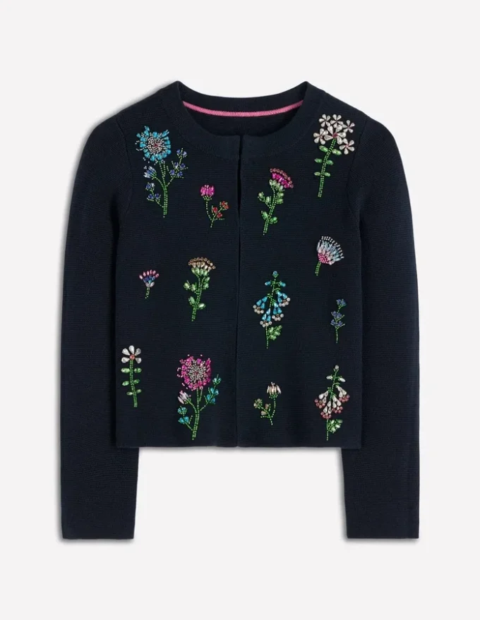 Embellished Knit Cardigan Navy Embellished Knit Cardigan Navy